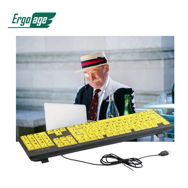 Large Print Lettered Keyboard - Wired (Black & Yellow)