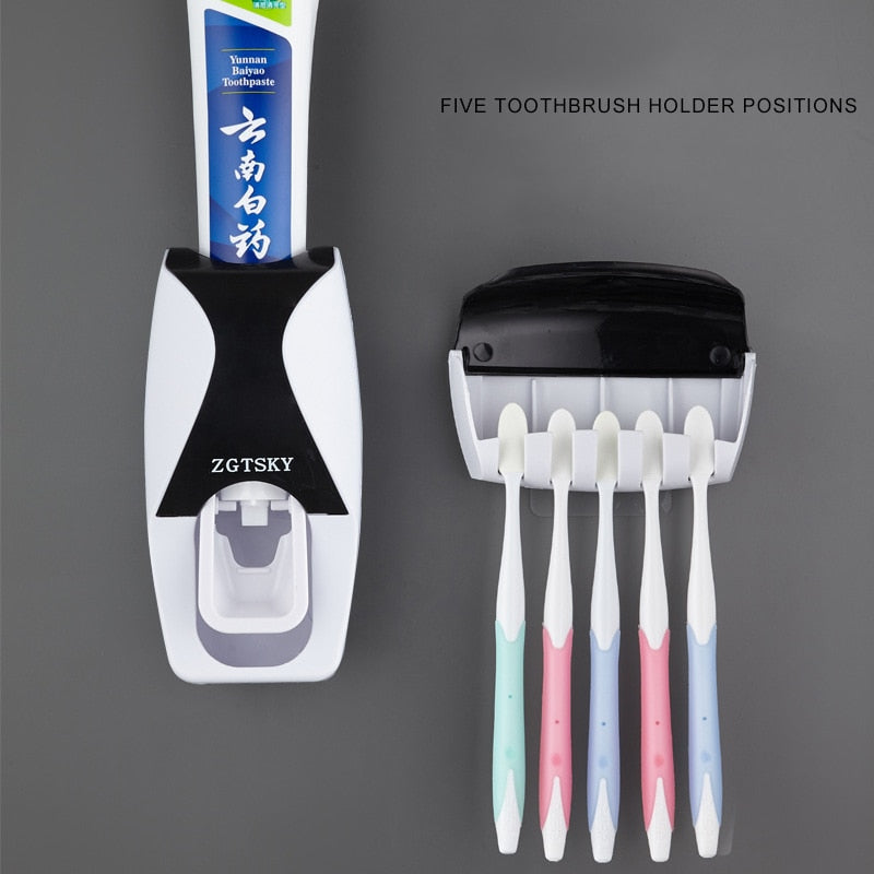 Automatic Toothpaste Dispenser & Toothbrush Holder (Wall Mounted)