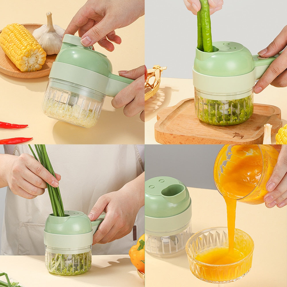 4-in-1 Multifunctional Electric Vegetable Cutter and Garlic Chopper