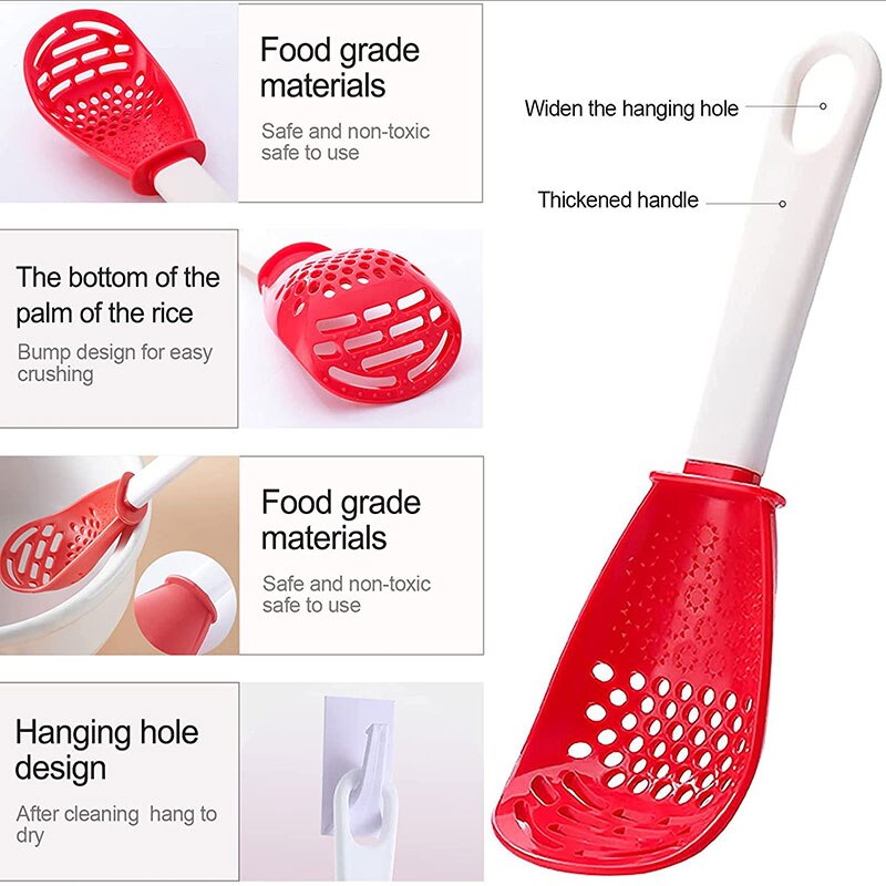 Multifunctional Cooking Spoon with Strainer and Garlic Press