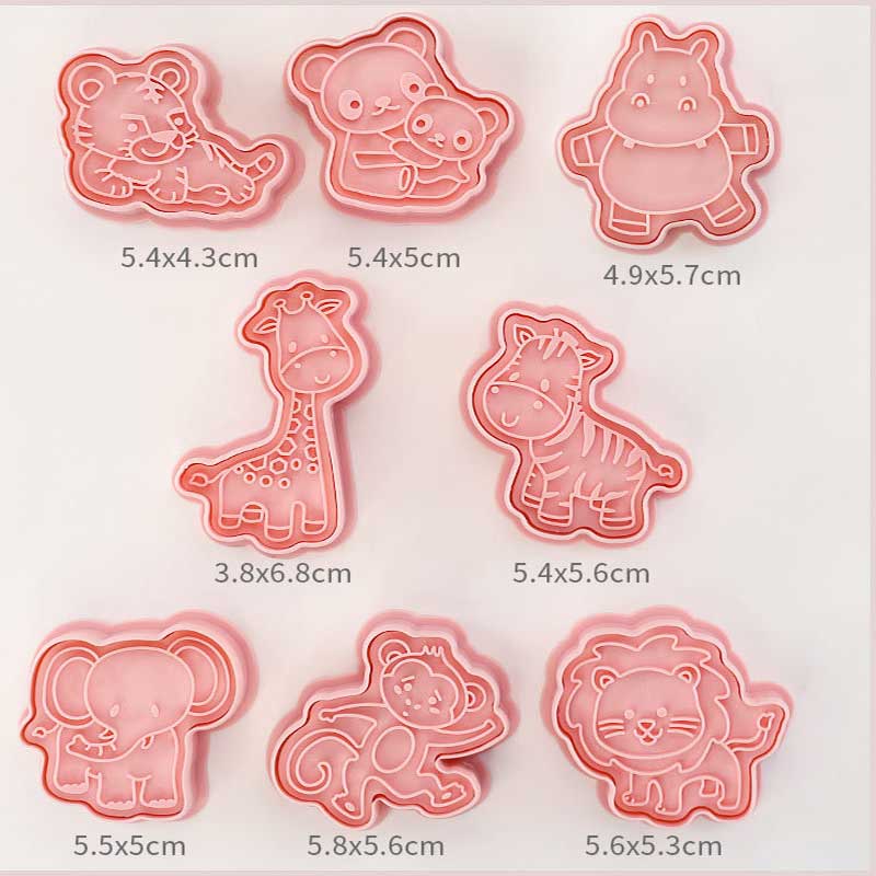 8-Piece Cookie Cutters Set - 3D Animal Dinosaur Shapes for Biscuit Pastry and Cookies
