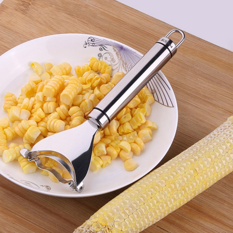 Stainless Steel Corn Peeler and Thresher - Kitchen Tool for Easy Corn Removal