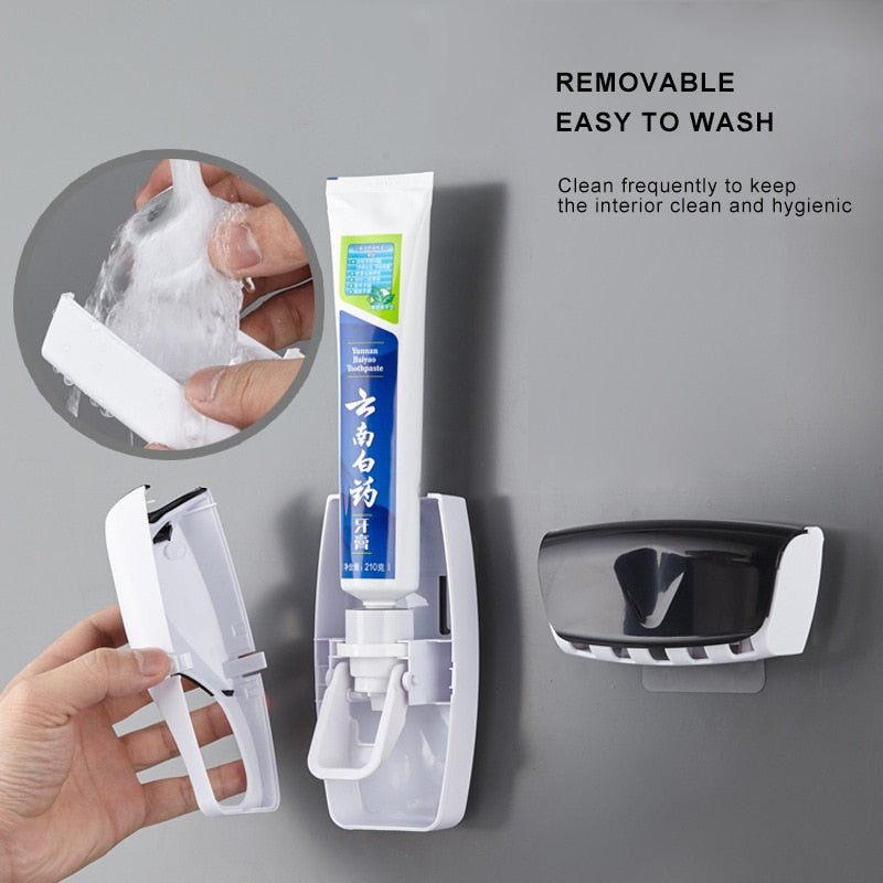 Automatic Toothpaste Dispenser & Toothbrush Holder (Wall Mounted)