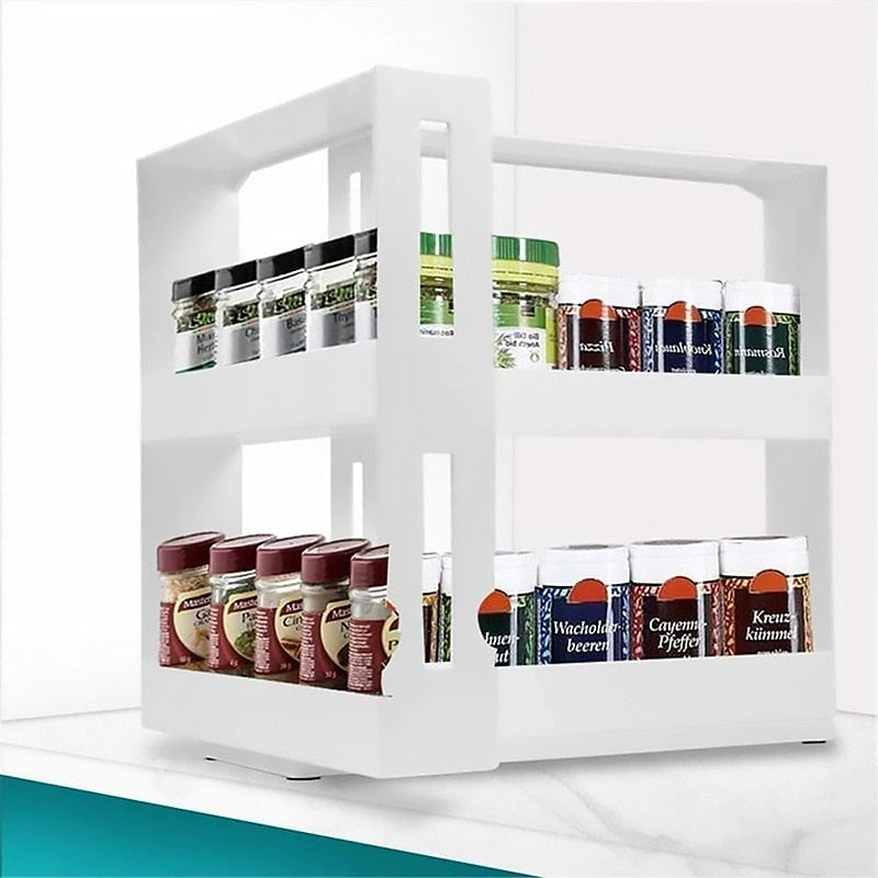 Multi-Function Spice Organiser Rack - Rotating Storage Shelf & Sliding Function