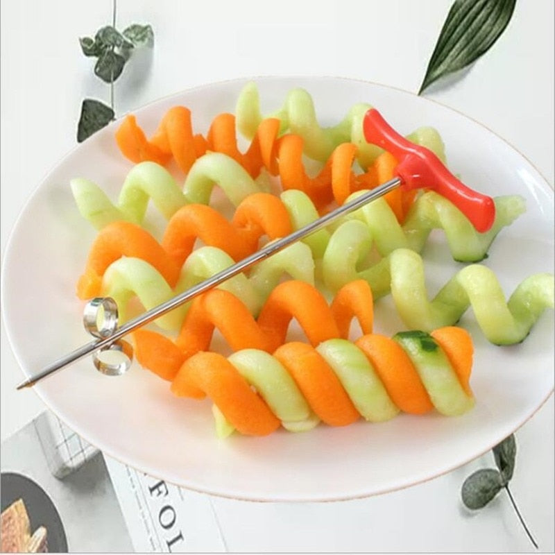 Manual Potato Spiral Cutter - Twist Shredder and French Fry Maker for Kitchen Gadget