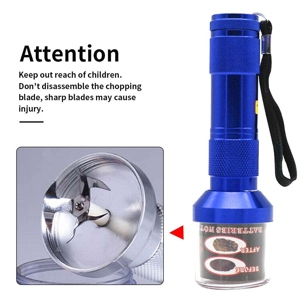 Portable Electric Herb Grinder - Torch Shape, Battery Operated