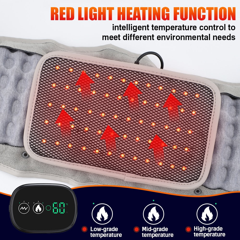Inflatable Belt with Red Light Heating and Vibration Massage - Waist and Abdomen Pain Relief