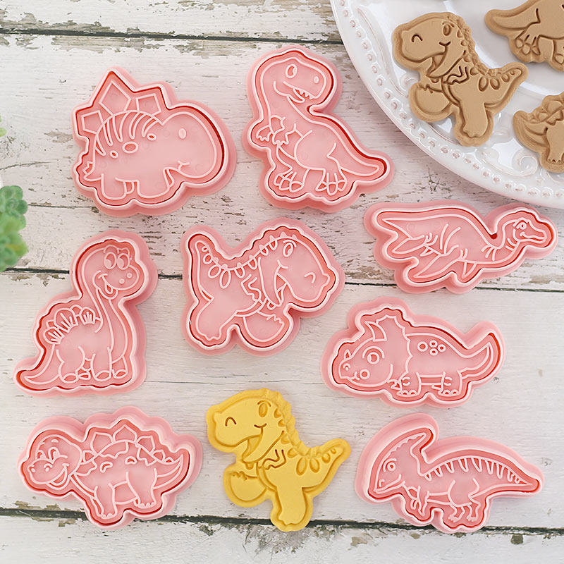 8-Piece Cookie Cutters Set - 3D Animal Dinosaur Shapes for Biscuit Pastry and Cookies