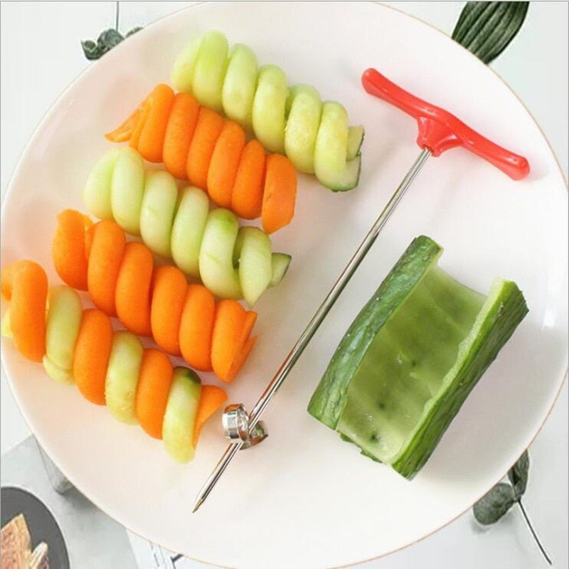 Manual Potato Spiral Cutter - Twist Shredder and French Fry Maker for Kitchen Gadget