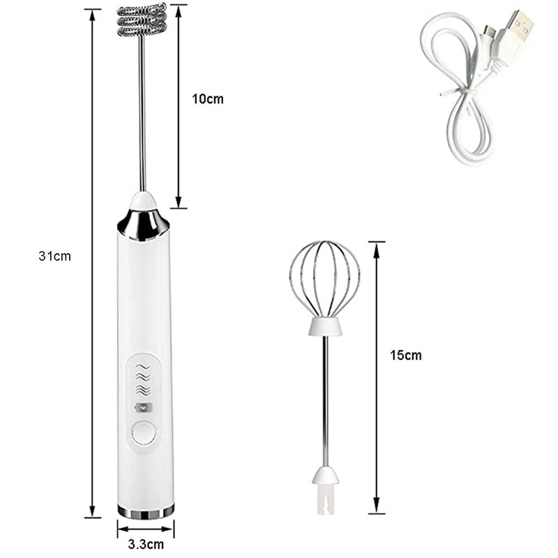 Handheld Electric Whisk - Rechargeable USB Mixer - FREE FROTHER ATTACHMENT