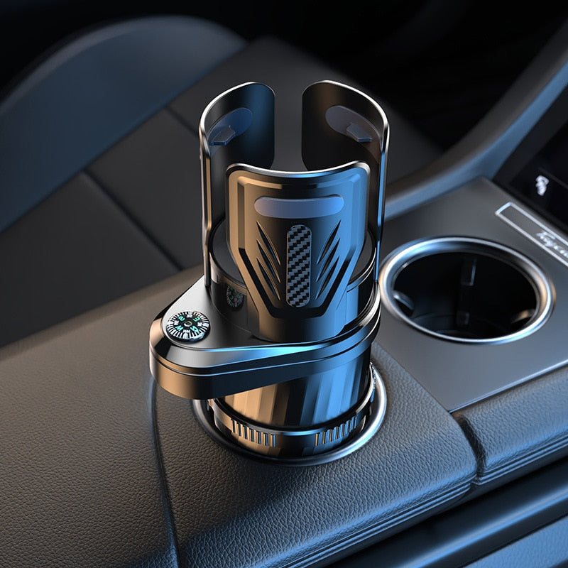 Multifunctional Carbon Fiber Car Water Cup Holder with Compass