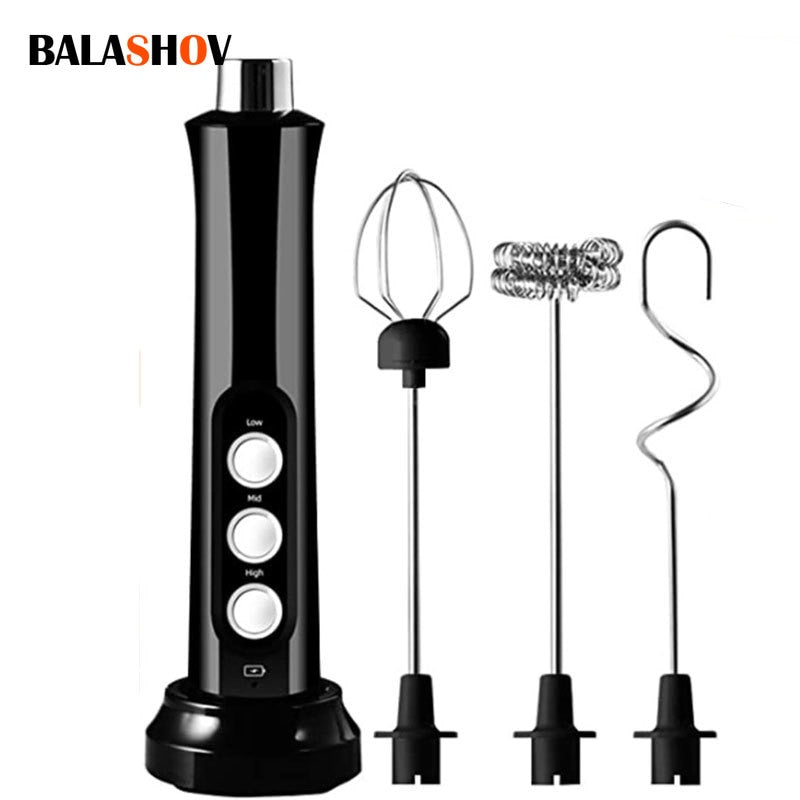3-in-1 Rechargeable Electric Milk Frother - Handheld Foam Maker