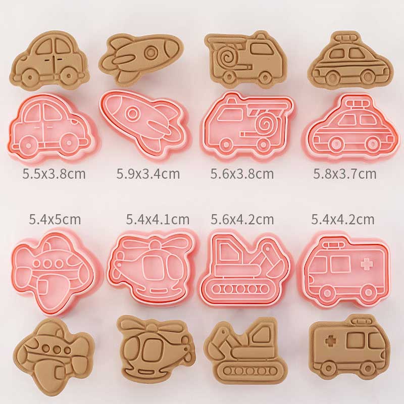 8-Piece Cookie Cutters Set - 3D Animal Dinosaur Shapes for Biscuit Pastry and Cookies