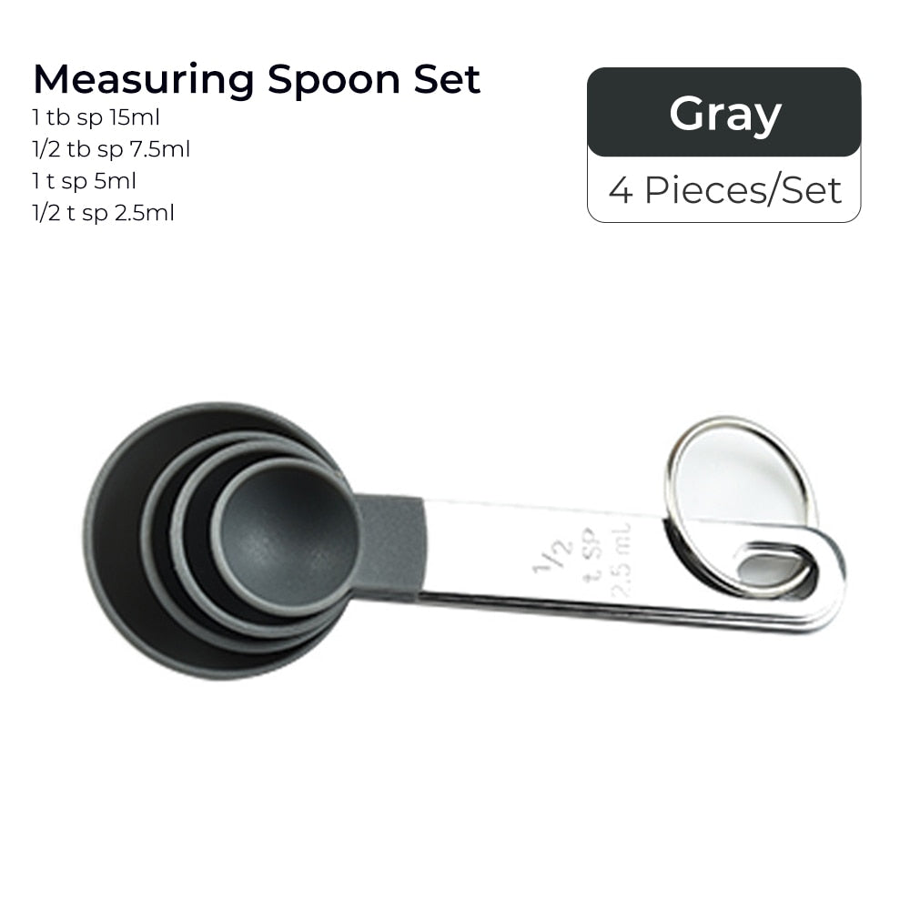 Stainless Steel Handle Measuring Spoon and Cup Set - Baking Kitchen Tools