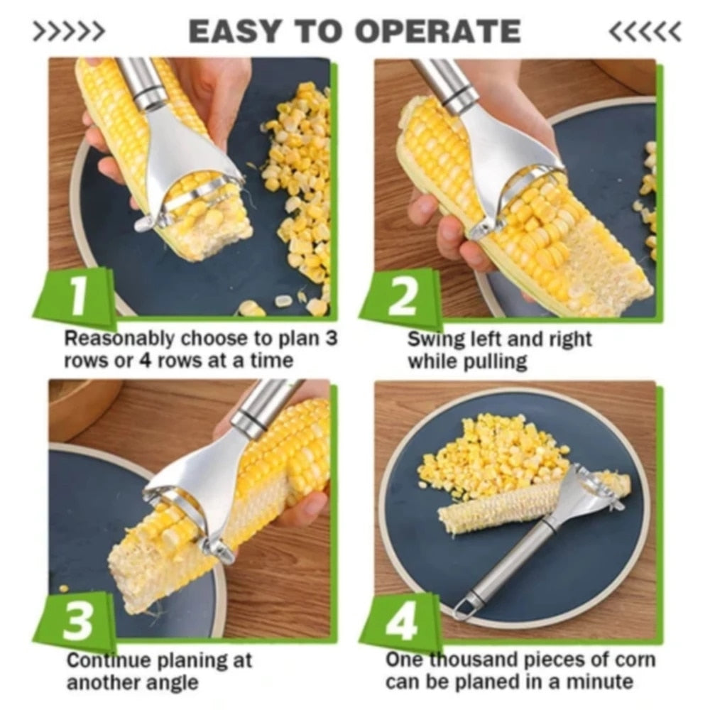 Stainless Steel Corn Peeler and Thresher - Kitchen Tool for Easy Corn Removal