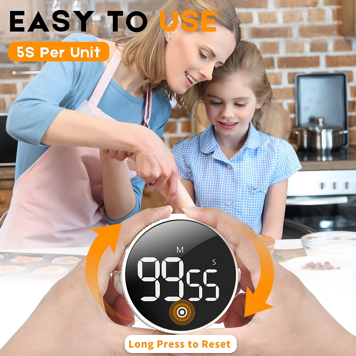 Magnetic LED Digital Kitchen Timer - Countdown and Alarm Clock