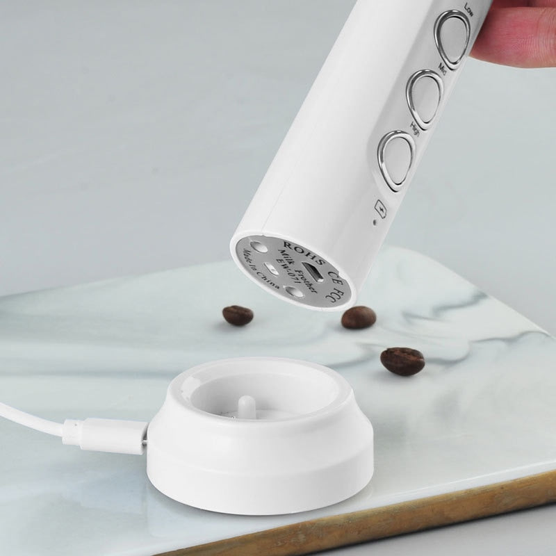 3-in-1 Rechargeable Electric Milk Frother - Handheld Foam Maker
