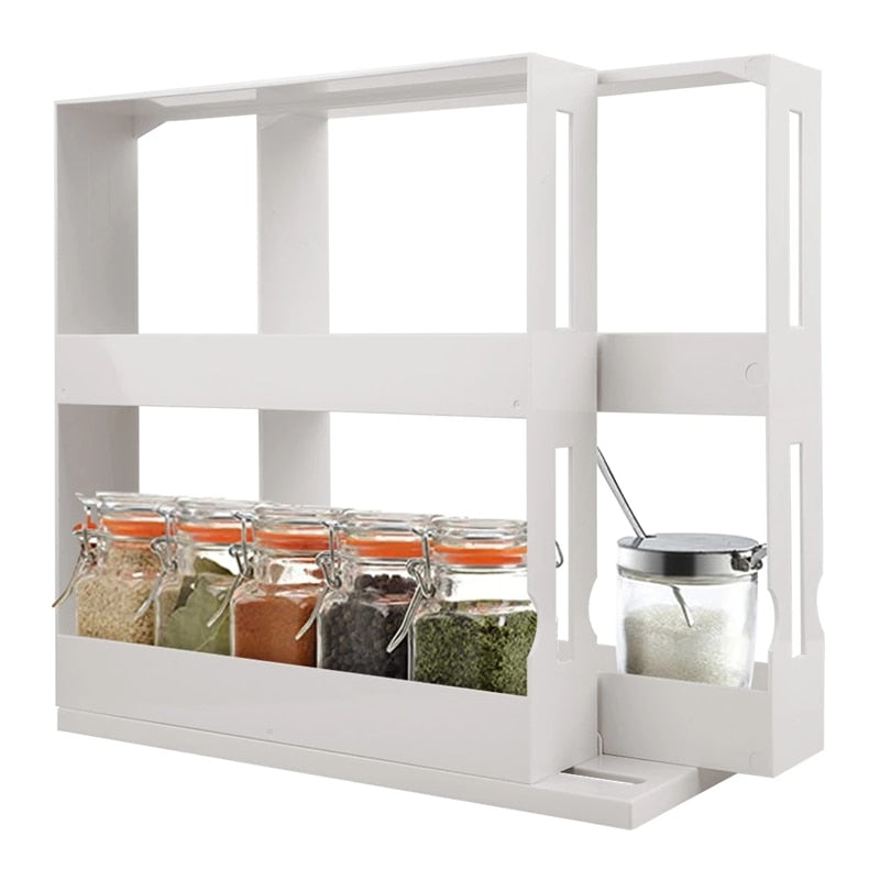 Multi-Function Spice Organiser Rack - Rotating Storage Shelf & Sliding Function