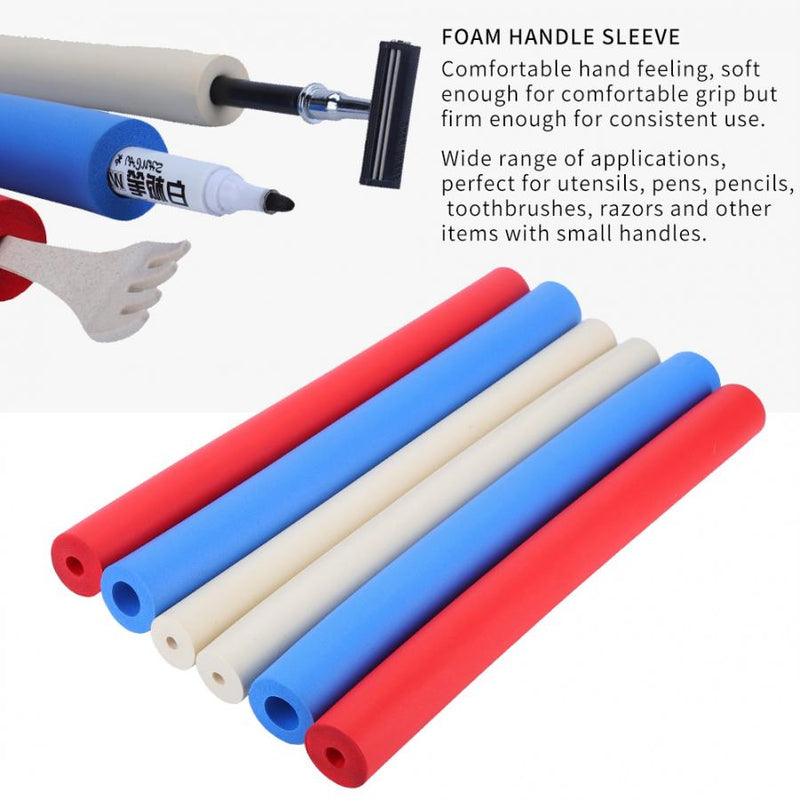 Non-Slip Foam Grip Handles - Sleeve Cover Attachment for Utensils, Pens Foam - Grip Tubing (Set of 6)