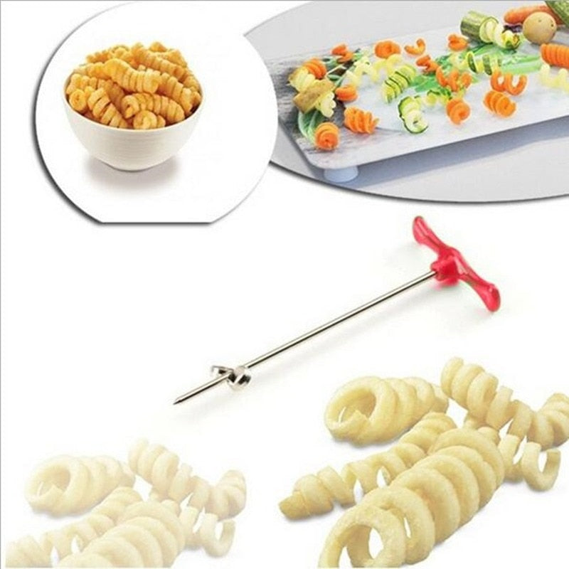Manual Potato Spiral Cutter - Twist Shredder and French Fry Maker for Kitchen Gadget