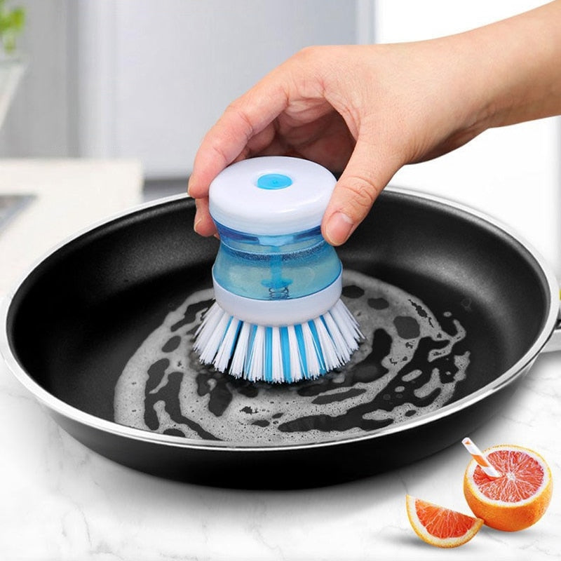 Kitchen Dishwashing Brush with Soap Storage