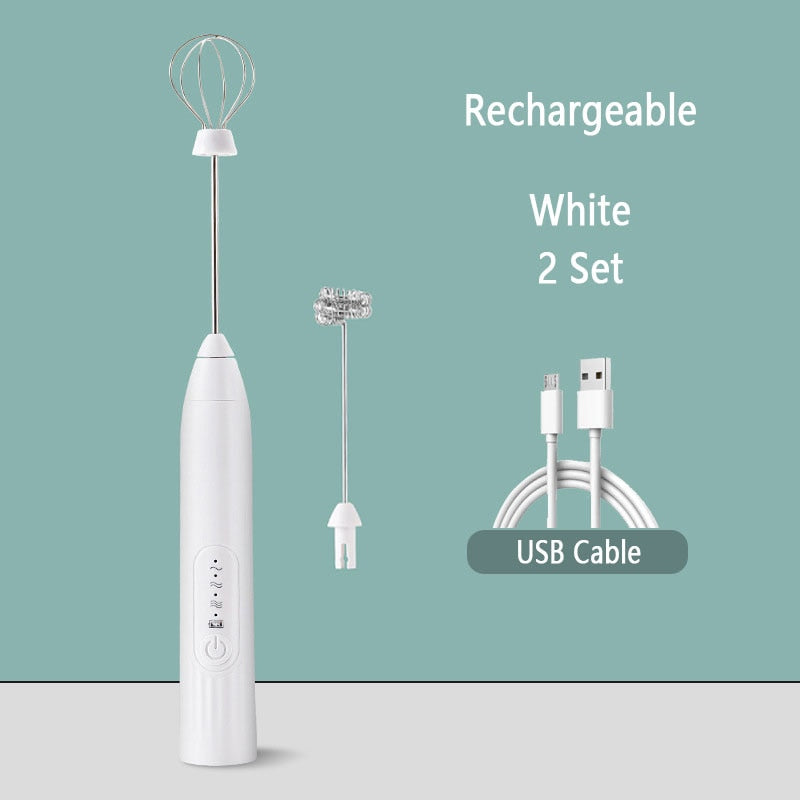 Handheld Electric Whisk - Rechargeable USB Mixer - FREE FROTHER ATTACHMENT
