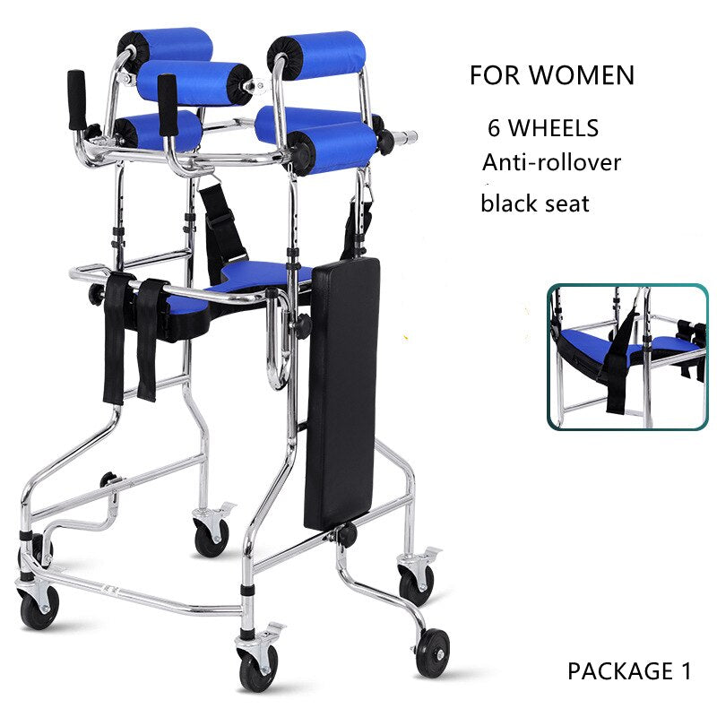 8-Wheel Walker Assist for Rehabilitation and Mobility - Elderly and Stroke Hemiplegia Aid
