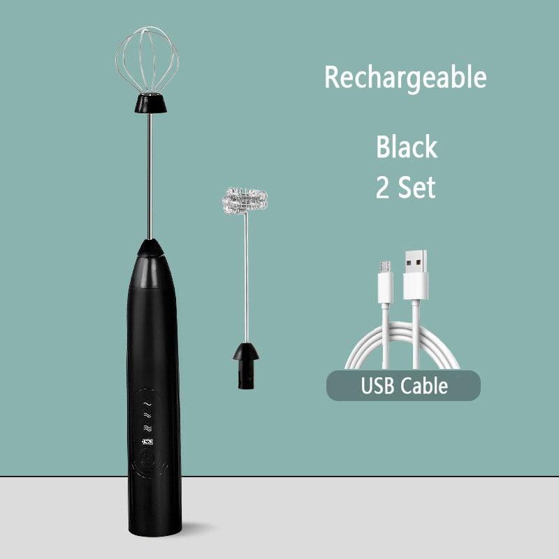 Handheld Electric Whisk - Rechargeable USB Mixer - FREE FROTHER ATTACHMENT