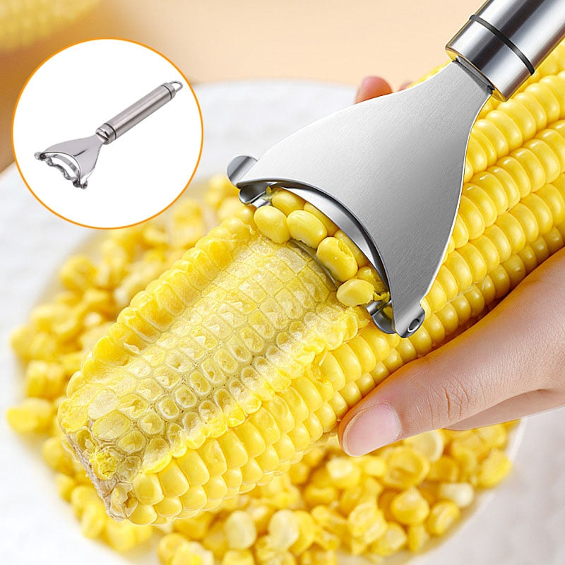 Stainless Steel Corn Peeler and Thresher - Kitchen Tool for Easy Corn Removal