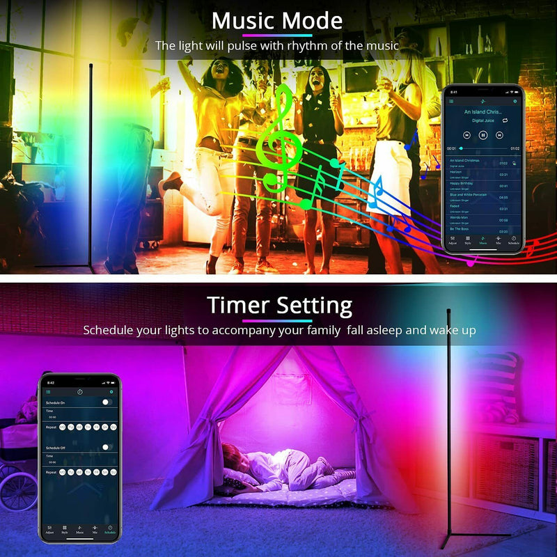 Modern LED Floor Lamps - Atmospheric, Bluetooth, Remote Control, RGB Colours