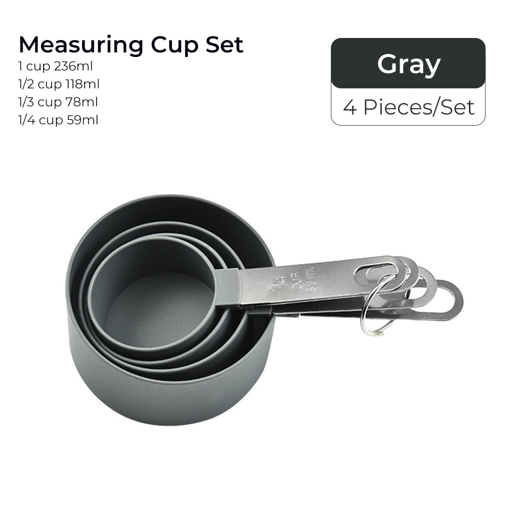 Stainless Steel Handle Measuring Spoon and Cup Set - Baking Kitchen Tools
