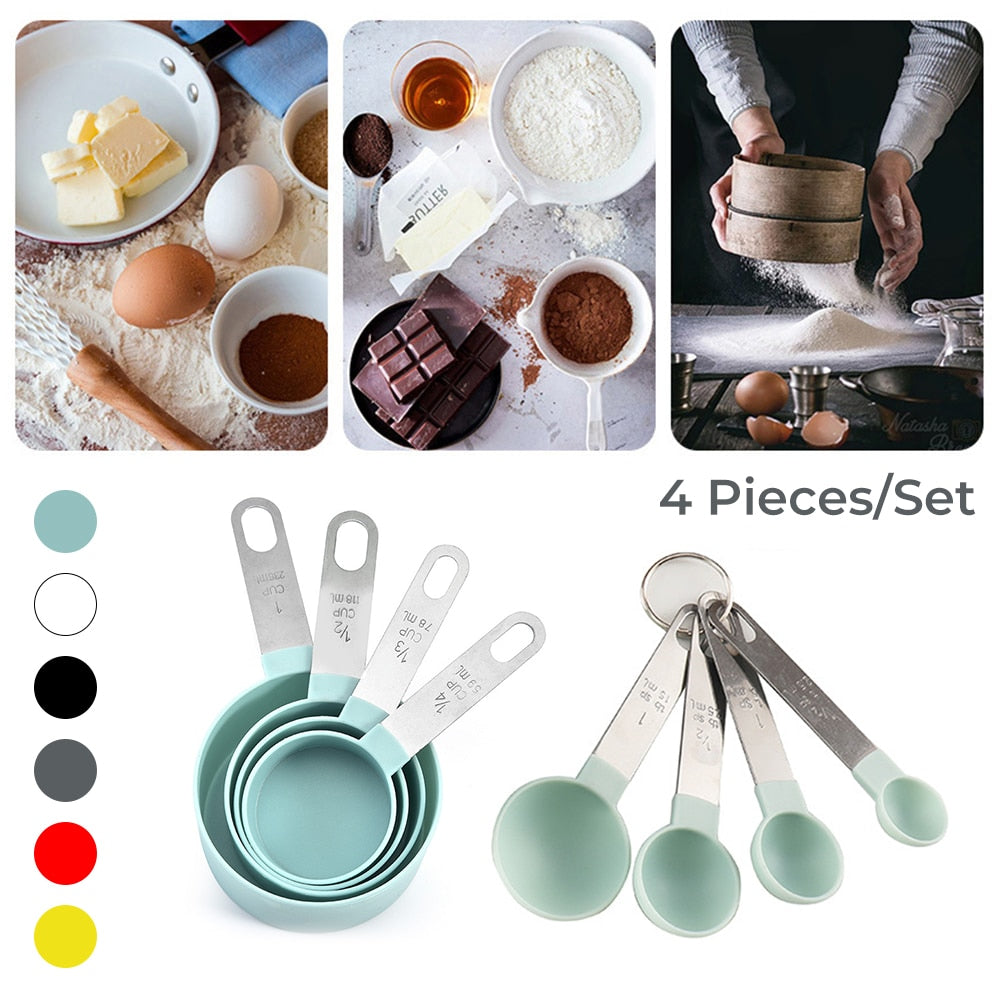 Stainless Steel Handle Measuring Spoon and Cup Set - Baking Kitchen Tools