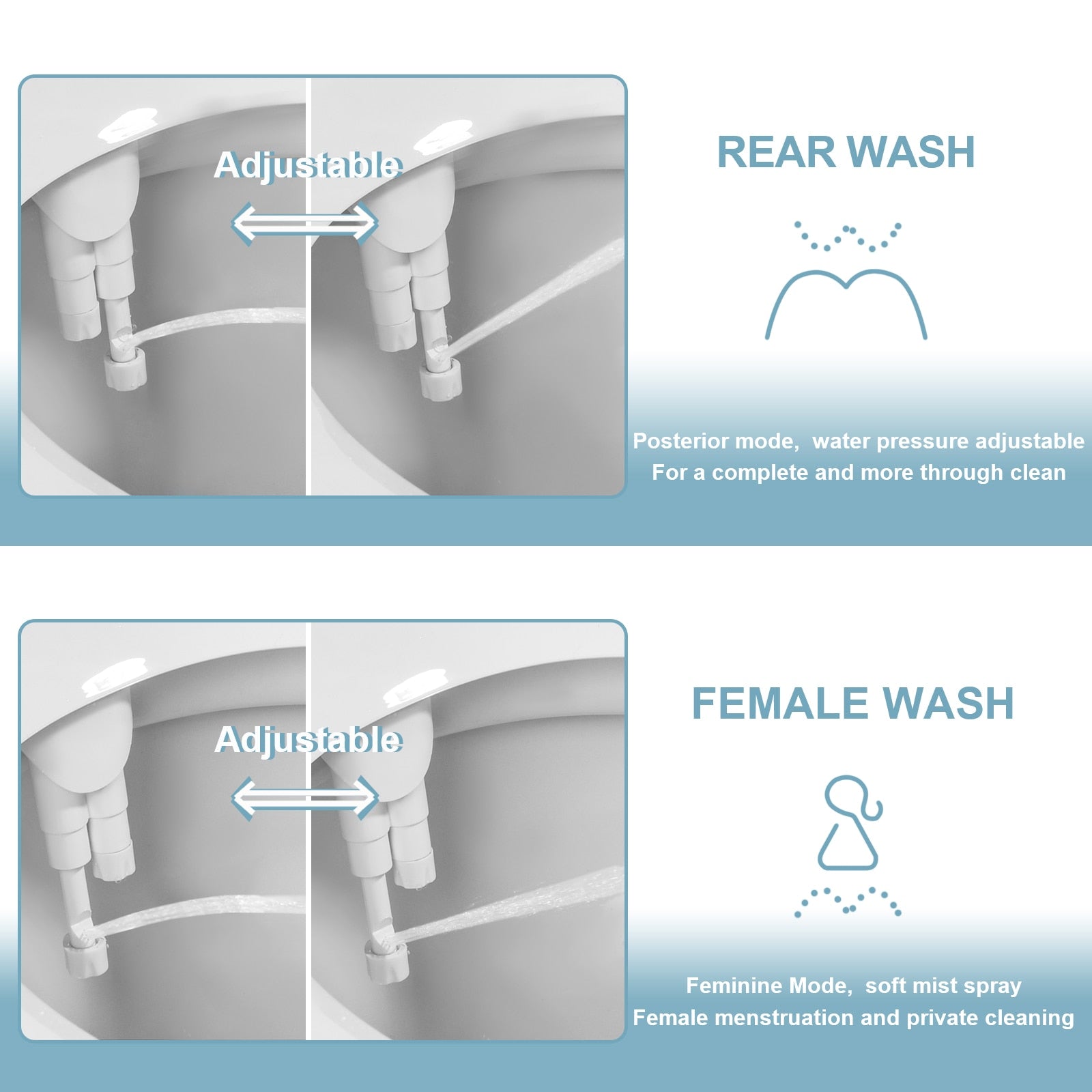 Ultra-Slim Bidet Toilet Seat Attachment - Dual Nozzle, Adjustable Water Pressure